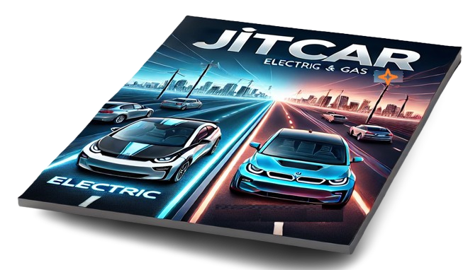 The magazine cover titled Jitcar Electric & Gas features used and Electric car image