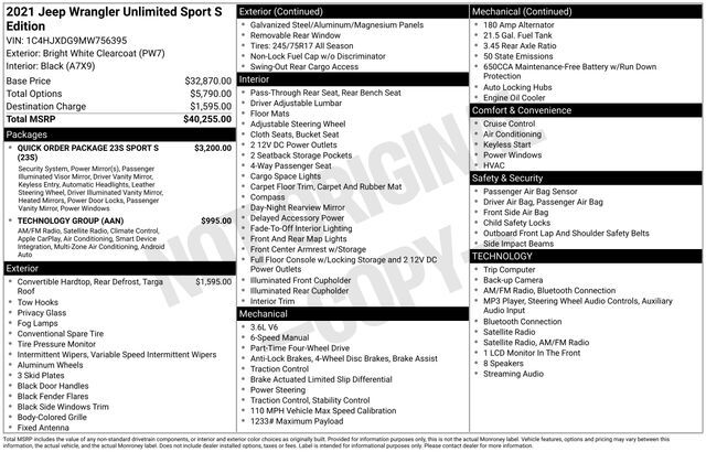 2021 Jeep Wrangler Unlimited Sport S — photo 1 of 1