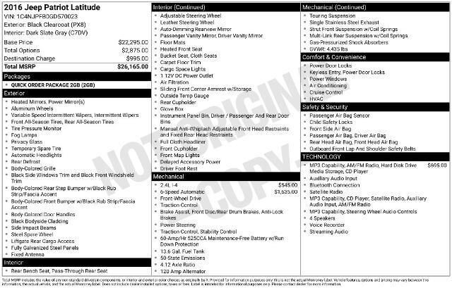 2016 Jeep Patriot Latitude