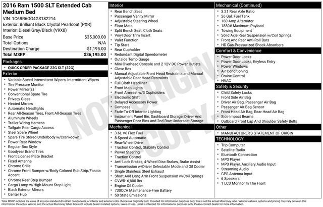 2016 Ram 1500 SLT — photo 1 of 2