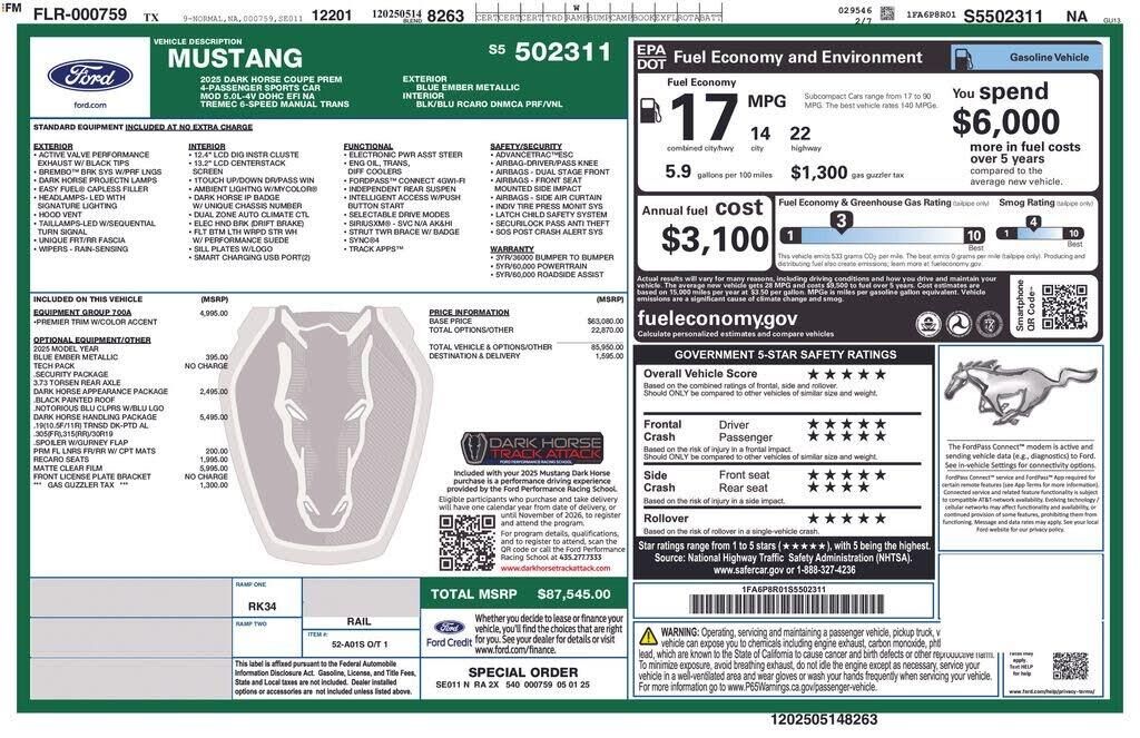 2025 Ford Mustang Dark Horse — photo 1 of 27