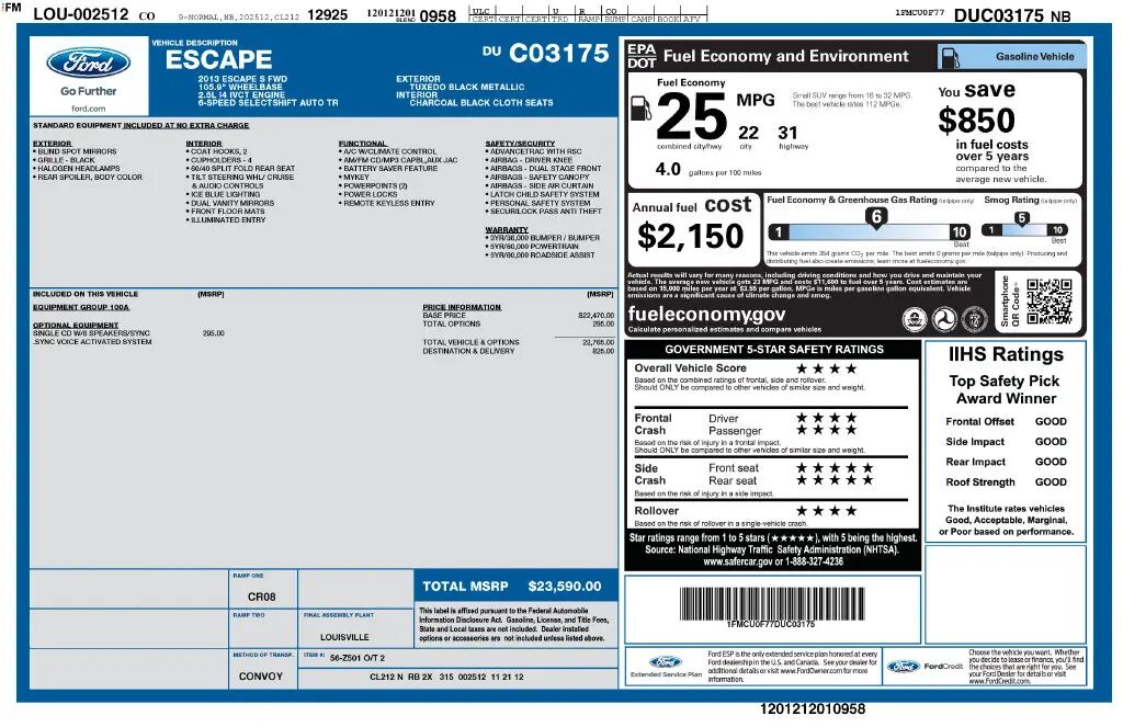 2013 Ford Escape S — photo 1 of 6