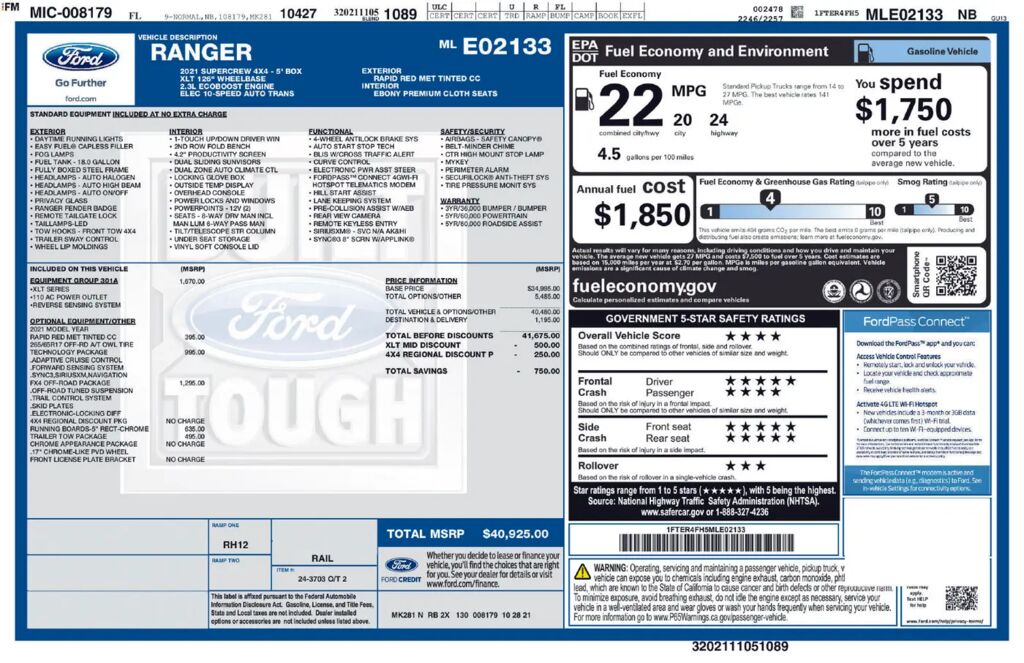 2021 Ford Ranger XLT — photo 1 of 5