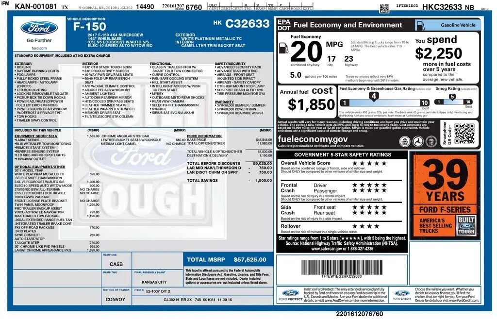 2017 Ford F-150 Lariat — photo 1 of 51