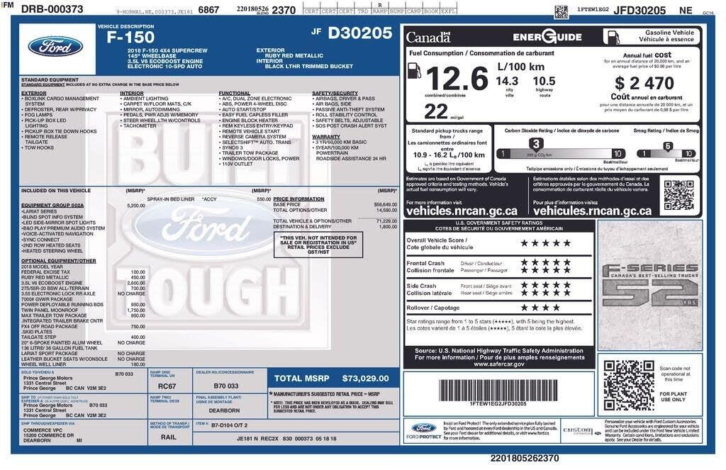 2018 Ford F-150 Lariat — photo 1 of 2