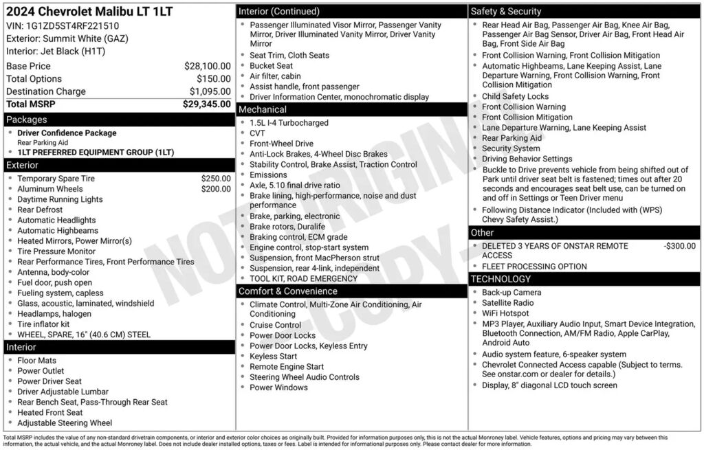 2024 Chevrolet Malibu LT — photo 1 of 52