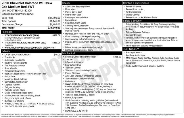 2020 Chevrolet Colorado Work Truck