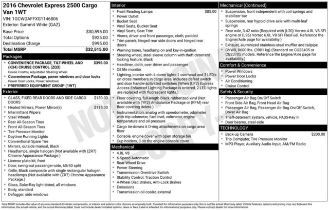 2016 Chevrolet Express 2500