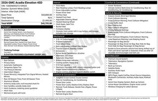2026 GMC Acadia Elevation