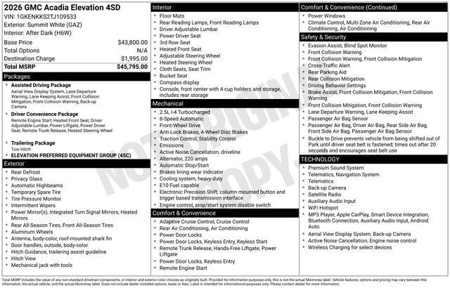 2026 GMC Acadia Elevation — photo 1 of 1