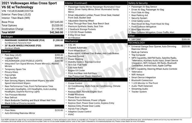2021 Volkswagen Atlas Cross Sport 3.6L V6 SE w/Technology