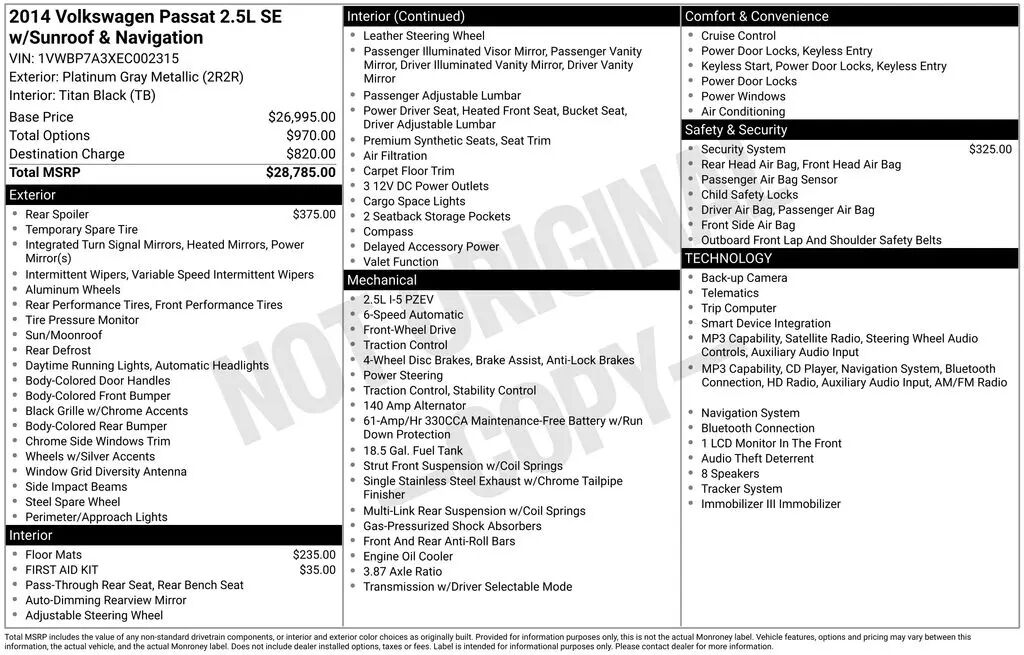 2014 Volkswagen Passat 2.5L SE PZEV — photo 1 of 3