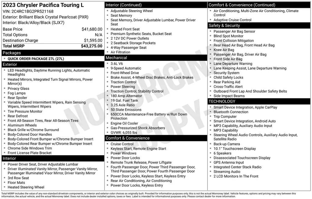 2023 Chrysler Pacifica Touring L — photo 1 of 39
