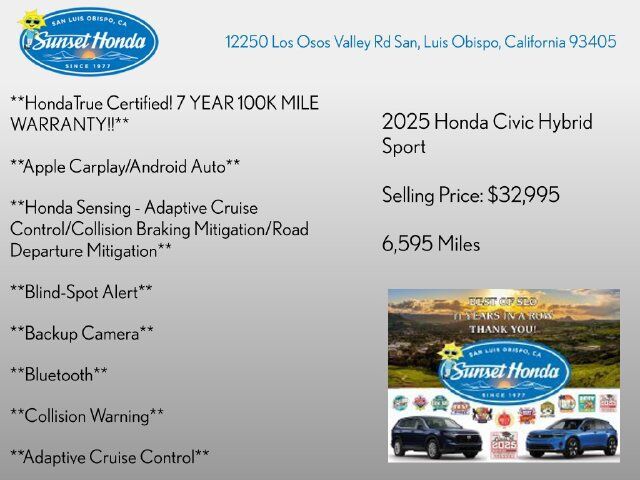2025 Honda Civic Sedan Hybrid 4D HYBRID SPORT TOURING