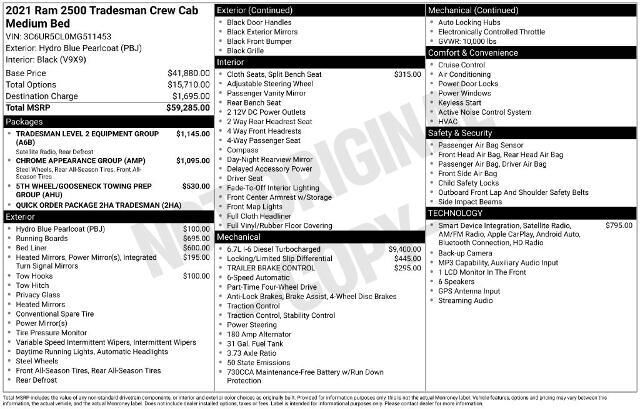2021 Ram 2500 Tradesman