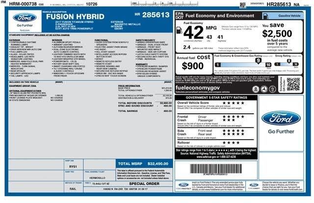 2017 Ford Fusion Hybrid Titanium — photo 1 of 1