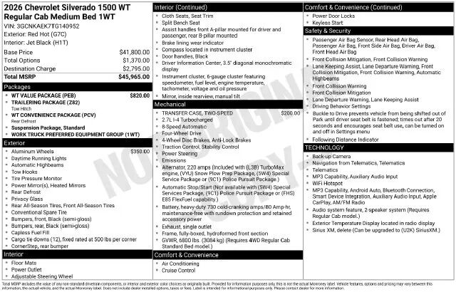 2026 Chevrolet Silverado 1500 Work Truck