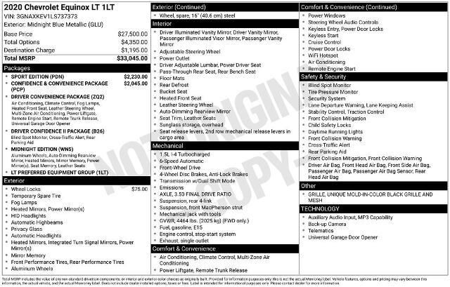 2020 Chevrolet Equinox LT — photo 1 of 4