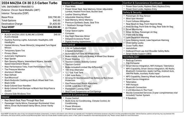 2024 Mazda CX-30 2.5 Carbon Turbo