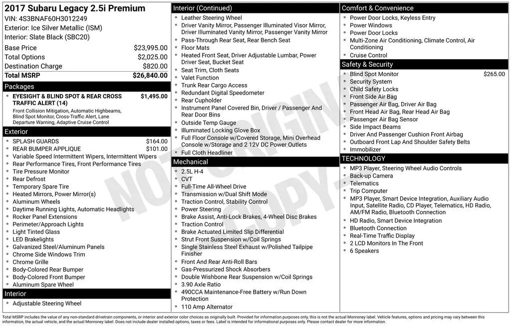 2017 Subaru Legacy 2.5i Premium — photo 1 of 1