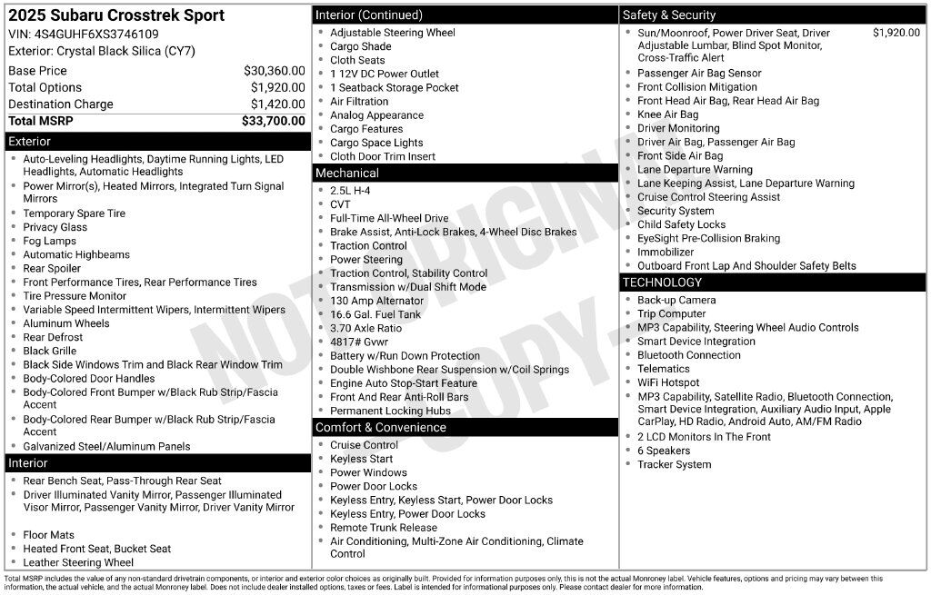 2025 Subaru Crosstrek Sport — photo 1 of 1