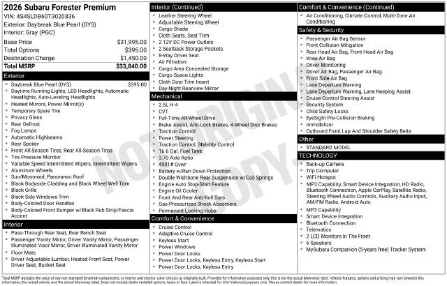 2026 Subaru Forester Premium