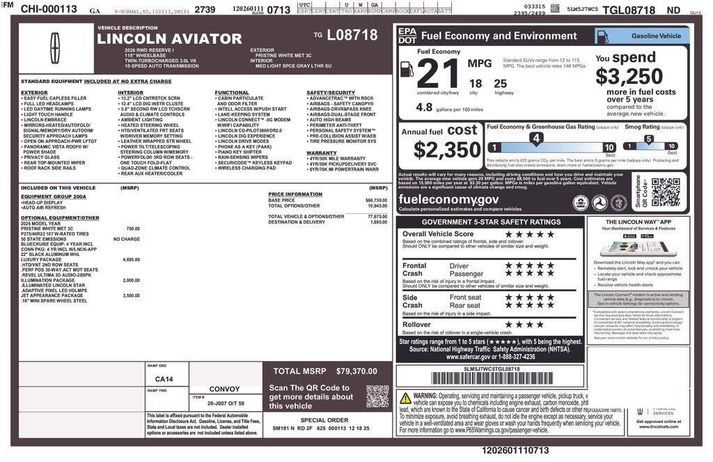 2026 Lincoln Aviator Reserve — photo 1 of 1