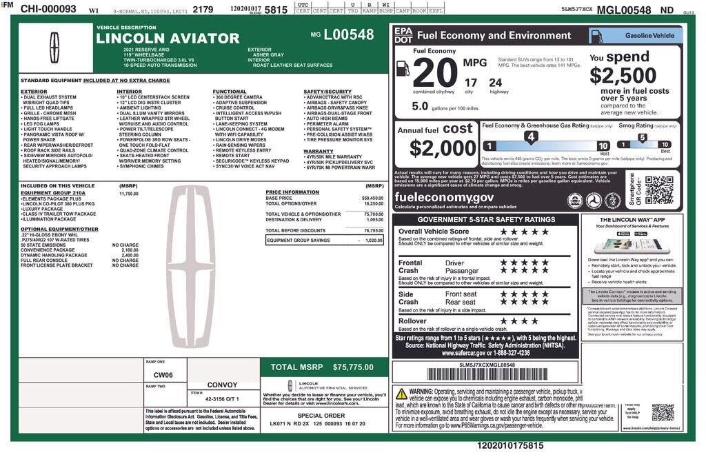 2021 Lincoln Aviator Reserve — photo 1 of 1