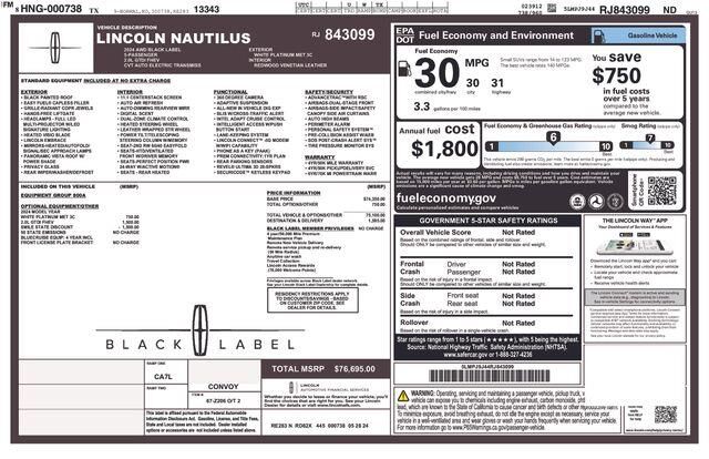 2024 Lincoln Nautilus Hybrid Black Label