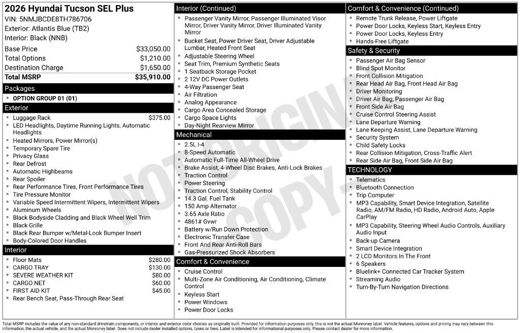 2026 Hyundai Tucson SEL Plus — photo 1 of 1