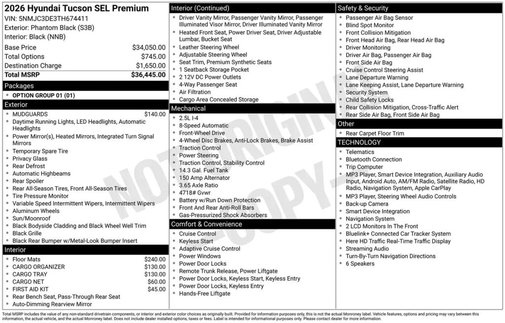 2026 Hyundai TUCSON SEL Premium — photo 1 of 14