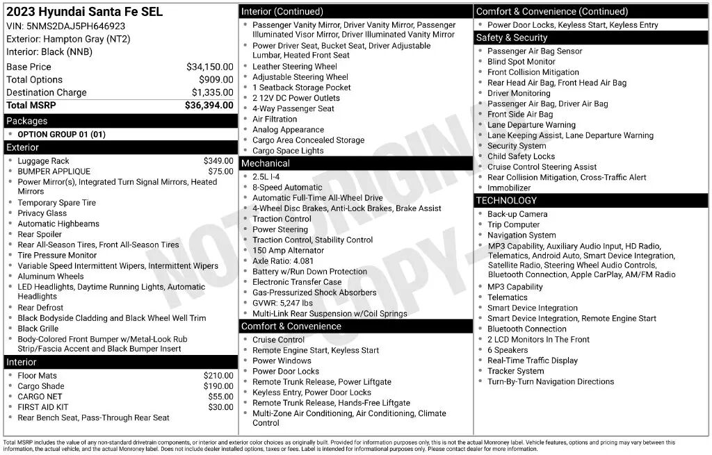 2023 Hyundai SANTA FE SEL — photo 1 of 6