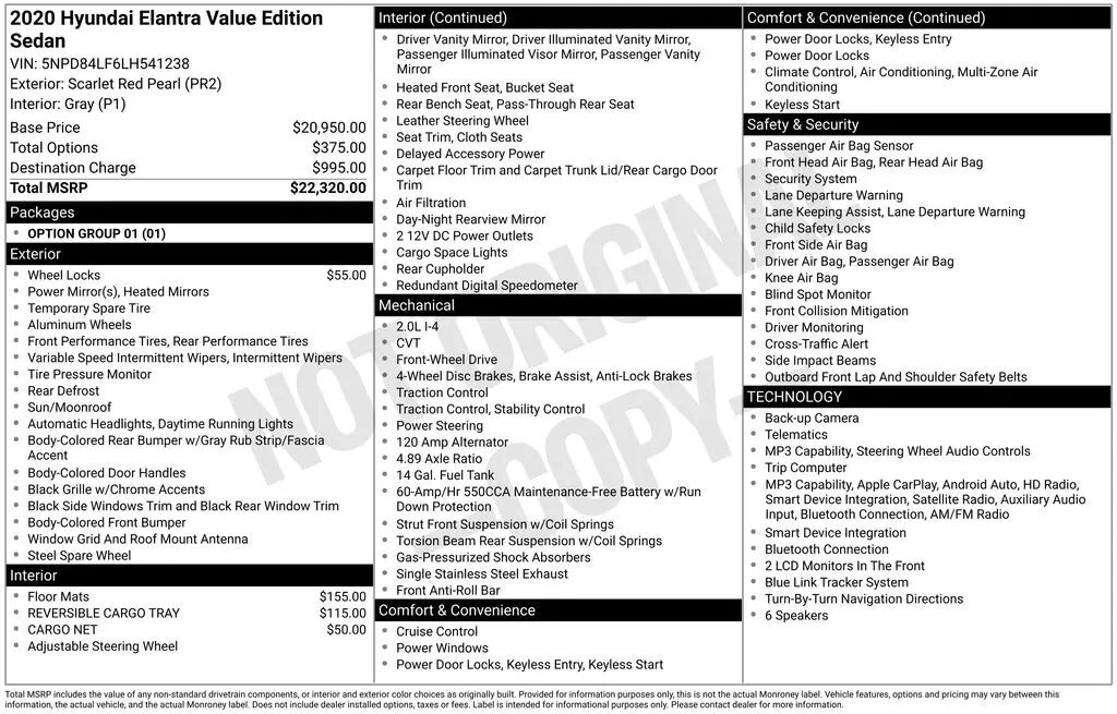 2020 Hyundai ELANTRA Value Edition — photo 1 of 21