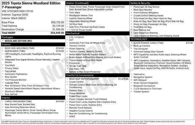 2025 Toyota Sienna Woodland Edition