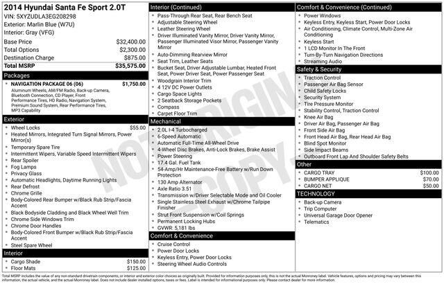 2014 Hyundai SANTA FE Sport 2.0T — photo 1 of 1