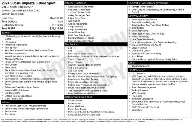 2024 Subaru Impreza Sport