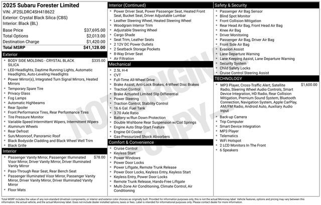 2025 Subaru Forester Limited — photo 1 of 1