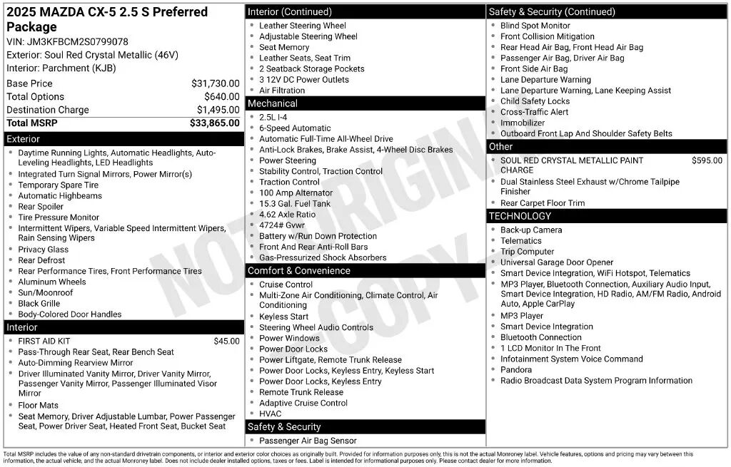 2025 Mazda CX-5 2.5 S Preferred — photo 1 of 3