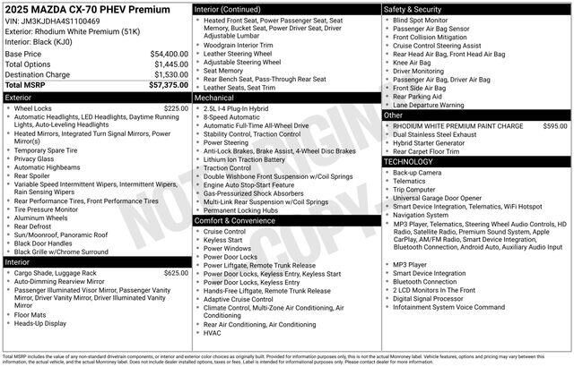 2025 Mazda CX-70 Plug-in Hybrid Premium — photo 1 of 1