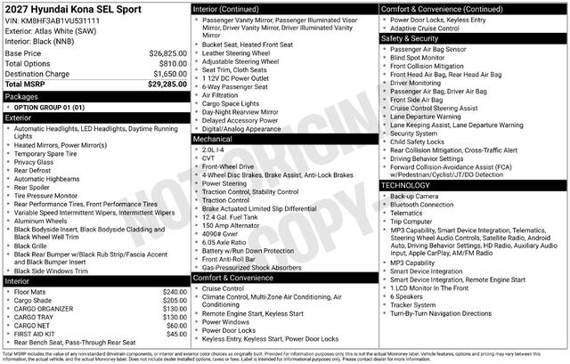 2027 Hyundai Kona SEL Sport