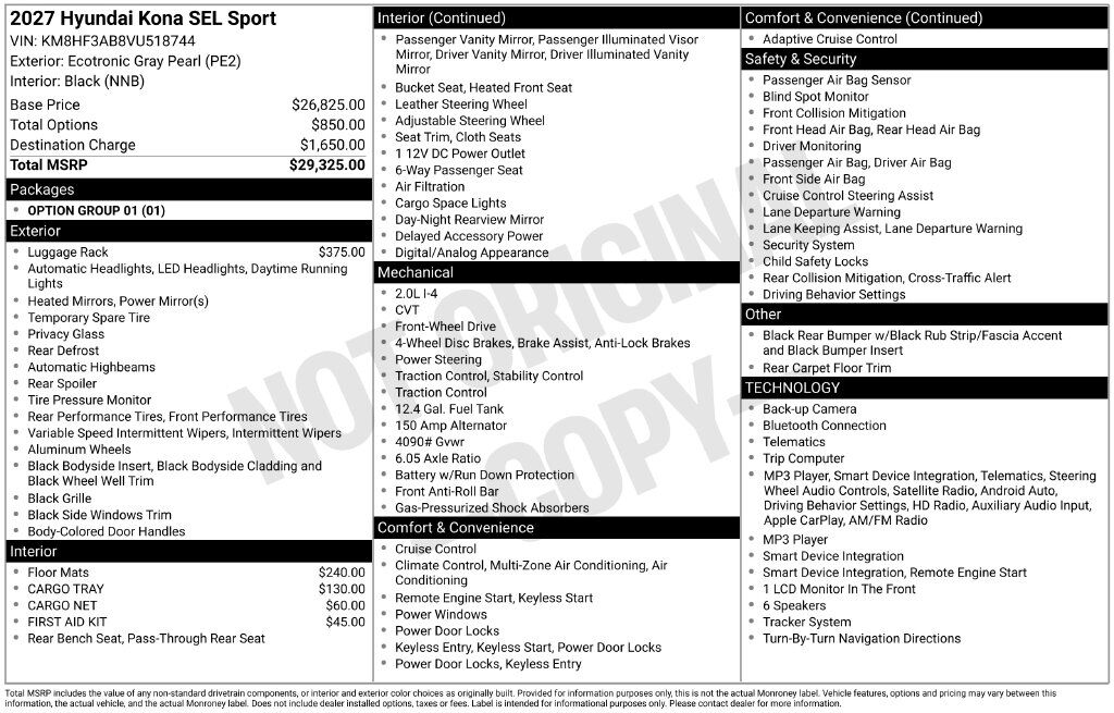 2027 Hyundai Kona SEL Sport — photo 1 of 1