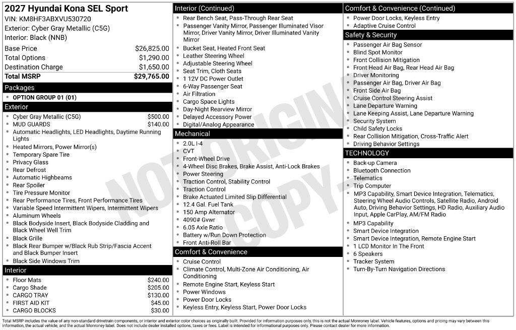 2027 Hyundai Kona SEL Sport — photo 1 of 1