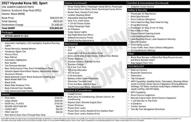 2027 Hyundai Kona SEL Sport