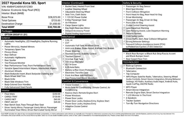 2027 Hyundai Kona SEL Sport