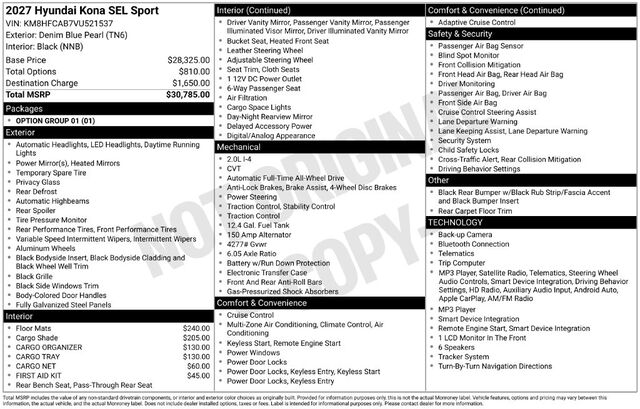 2027 Hyundai Kona SEL Sport