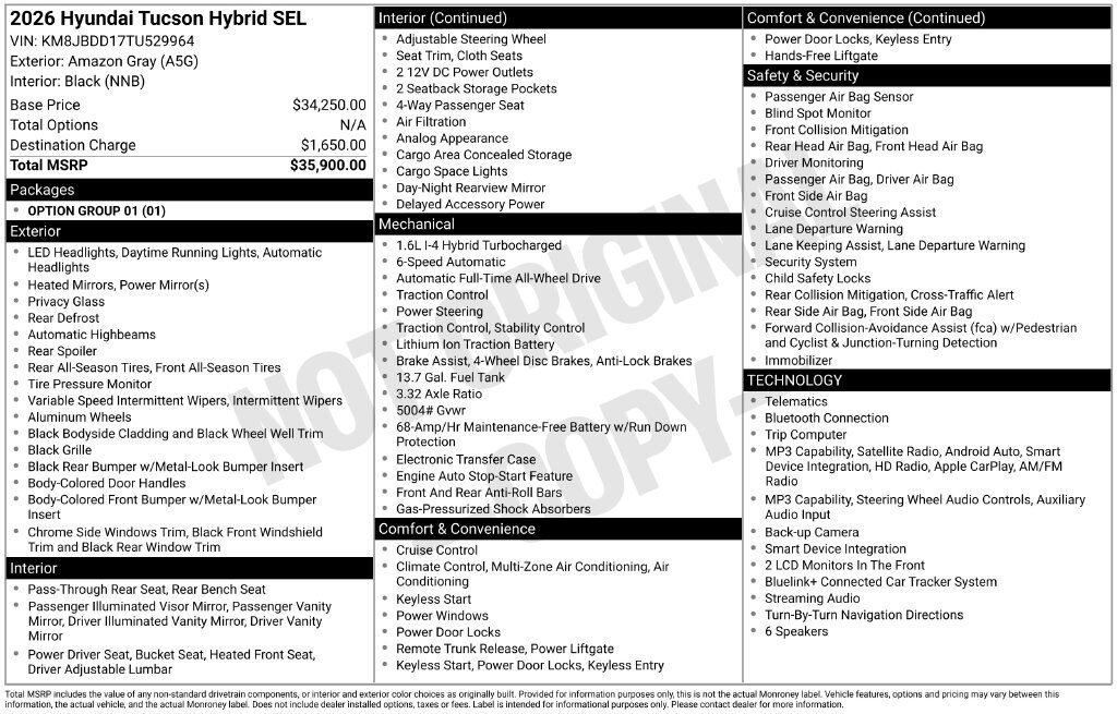 2026 Hyundai Tucson Hybrid SEL — photo 1 of 1