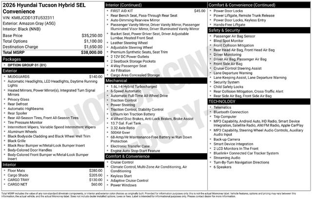 2026 Hyundai Tucson Hybrid SEL Convenience