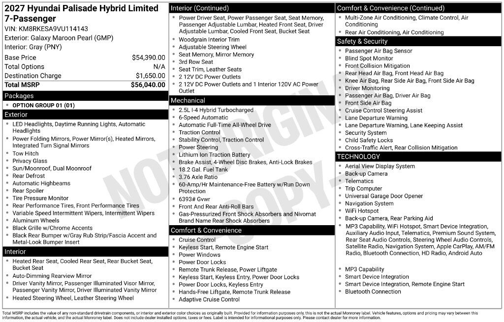 2027 Hyundai Palisade Hybrid Limited — photo 1 of 1