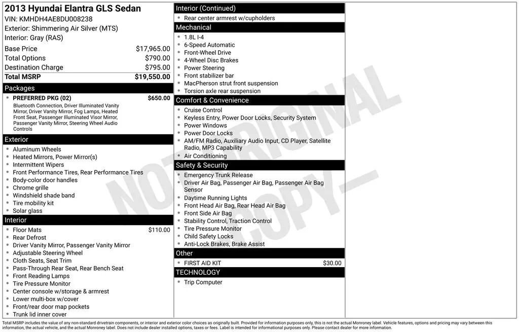 2013 Hyundai ELANTRA GLS — photo 1 of 1