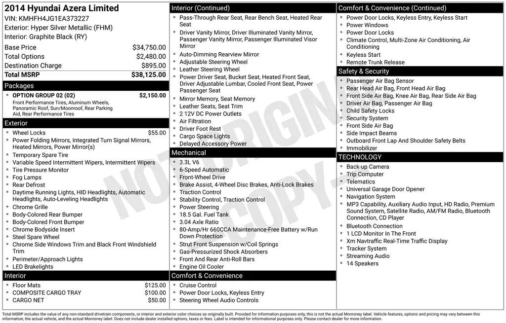 2014 Hyundai Azera Limited — photo 1 of 1